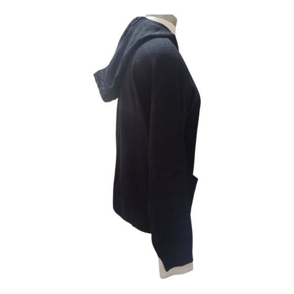 Charlie B Black Hooded Sweater with Pockets & White Trim Sleeves P/S - Picture 3 of 10